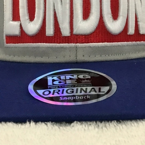 King Ice for London England Grey & Blue SnapBack Adjustable Travel & Ball Cap - Picture 14 of 16